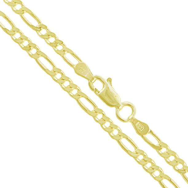 Multiple Lengths & Colors Available Made In Italy 18K Gold 2.3mm Figaro Link Chain Bracelet or Necklace 